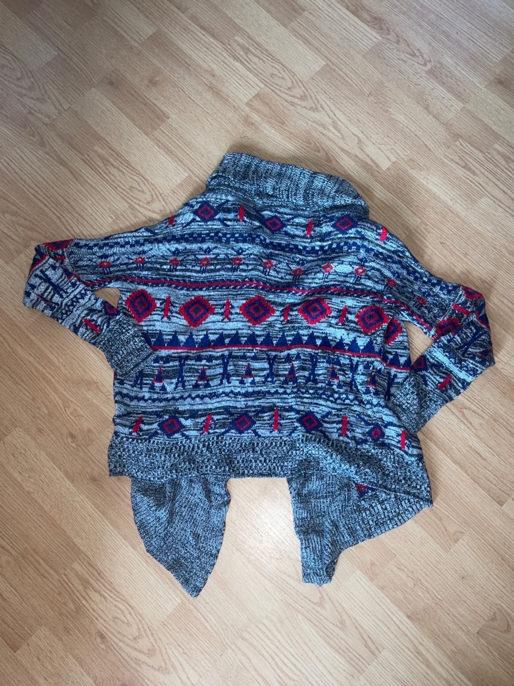 Roxy Aztec Print Oversized Knit Open Draped Cardigan Sweater Size Small - Picture 7 of 9